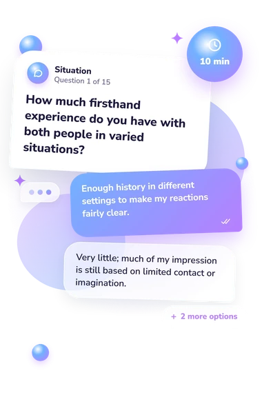 Who Do I Like: situation and reply bubbles