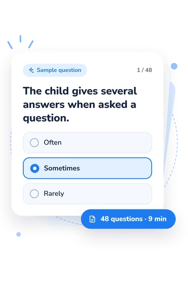 Williams Rating Scale Test: answers to choose from Williams Rating Scale Test: sample question card