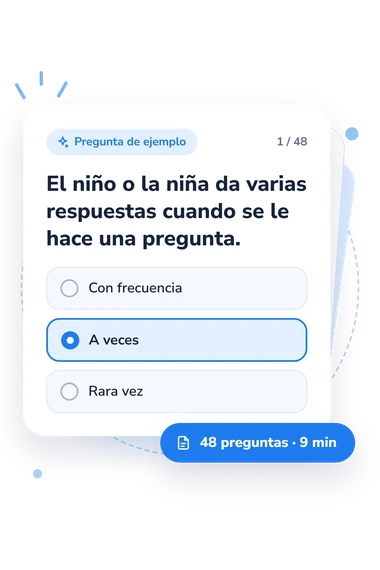 Test escala de evaluación: tarjeta con pregunta