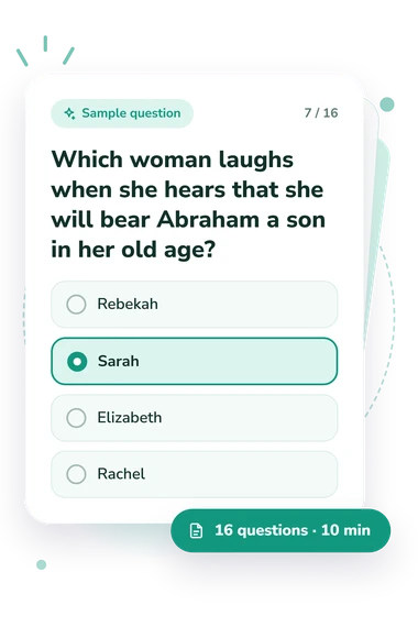 Women in the Bible: answers to choose from Women in the Bible Quiz: sample question card