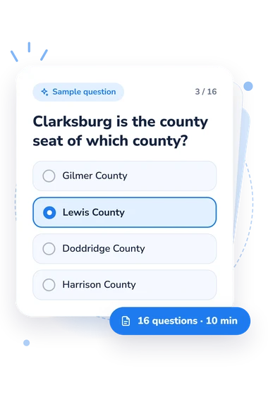 WV Counties Quiz: sample question card