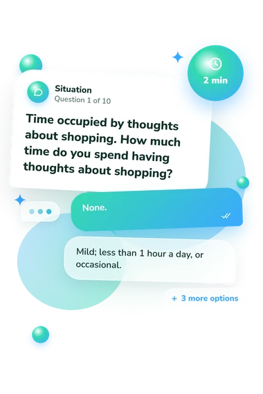YBOCS Test Quiz: situation and reply bubbles