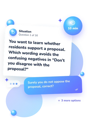 Yes or No Quiz: situation and reply bubbles