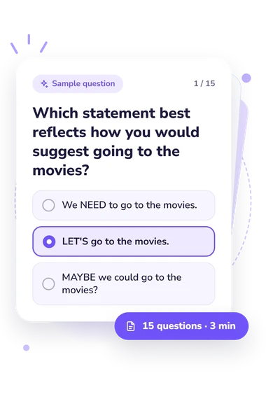 Communication Style Questionnaire Test: answers to choose from Communication Style Questionnaire Test: sample question card