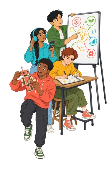 Learning Style Test: four students learning differently