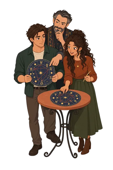 Test cuestionario sobre compatibilidad zodiacal dibujo Test cuestionario sobre compatibilidad zodiacal ilustración